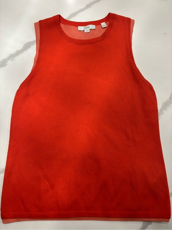 Vince Tops - Vince Vibrant Red Orange Sleeveless Cotton Knit Tank